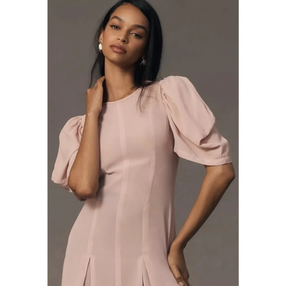 Anthropologie Modern Sheer Midi Dress in Pink - Picture 2 of 11